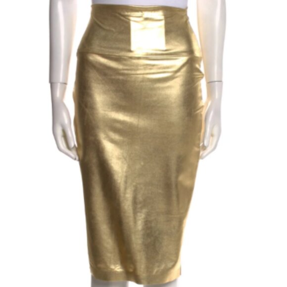 Norma Kamali Gold Foil Straight Skirt, Maxi, M, NWT - Picture 1 of 4